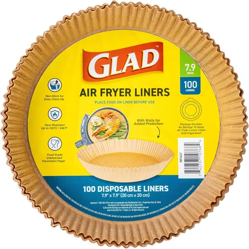 Vista 7 de Forros para freidora de aire Glad, antiadherentes y resistentes al calor, material de grado alimenticio, adecuados para freidoras de aire redondas