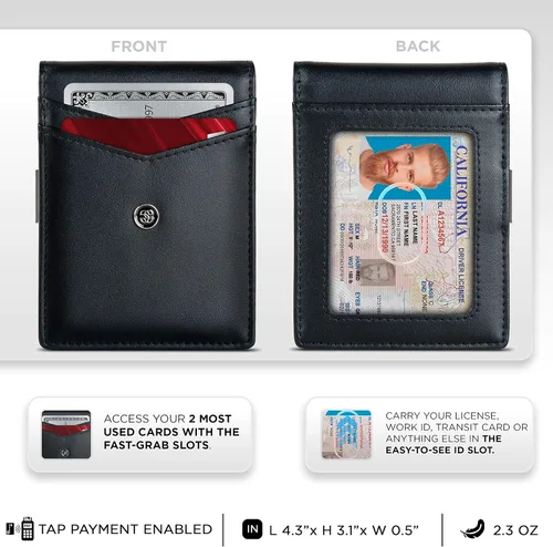 Vista 27 de Suavell Billeteras delgadas de cuero para hombres. Cartera con clip para dinero. Cartera de perfil bajo RFID Cartera minimalista
