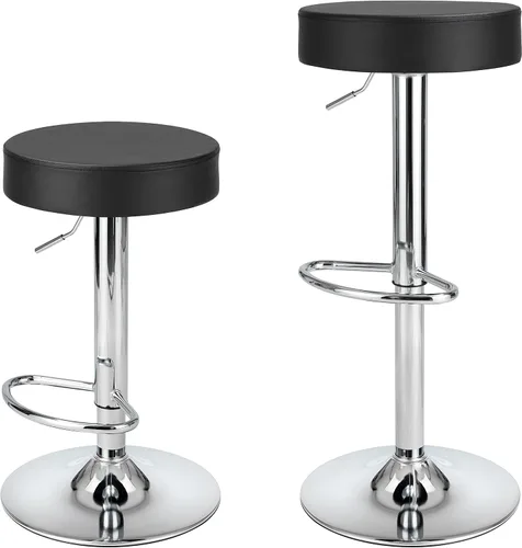 Vista 11 de Finnhomy Juego de 2 taburetes de bar de altura de mostrador, taburetes de bar giratorios con reposapiés y espalda descubierta, taburetes de bar Negro