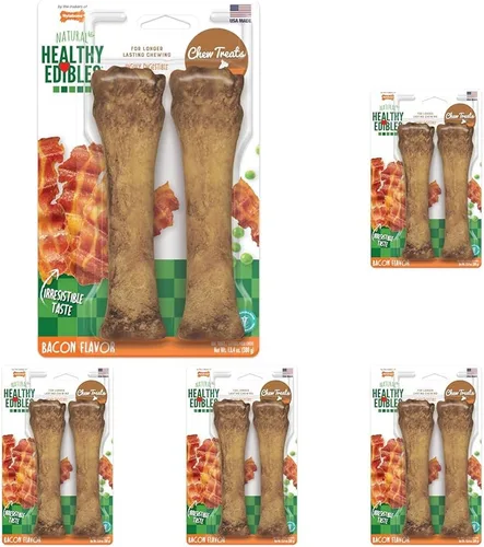 Vista 16 de Nylabone Healthy Edibles Masticables Naturales para Perros de Larga Duración con Sabor a Tocino para Perros, X-Large/Souper (1 unidad)