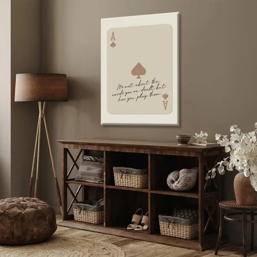 Vista 6 de Pósteres de moda Ace of Spades, tarjeta de juego retro, arte de pared, póster inspirador con cita inspiradora, tarjeta de As beige, motivacional