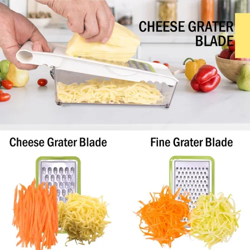 Vista 3 de NACOLUS Rallador de queso con contenedor, cortador de verduras 5 en 1, ralladores multiusos para cocina, rallador de caja fácil de limpiar