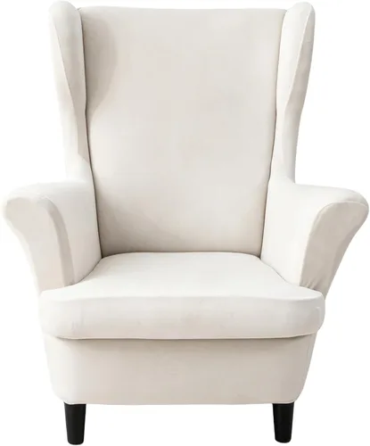 Vista 15 de Wingback - Funda elástica para silla, 2 piezas, con respaldo de ala, funda protectora de muebles impresa, suave con parte inferior elástica