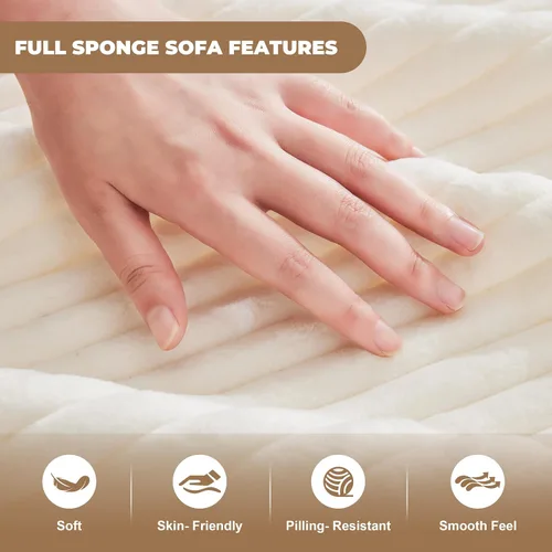 Vista 8 de Mangodan - Sofá seccional en forma de nube, sofá sin huesos para sala de estar, sofá seccional modular con asiento profundo, cómodo sofá de felpa