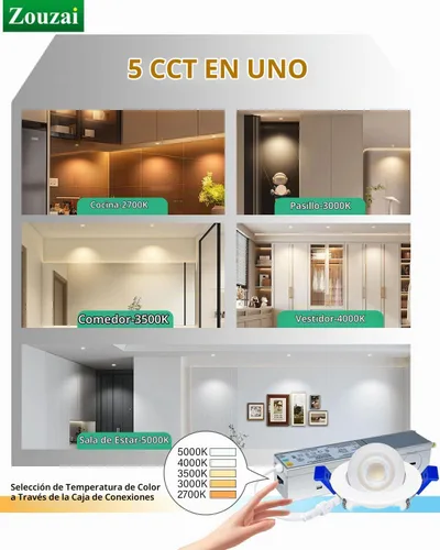 Vista 3 de zouzai Mini luz LED de cardán ajustable de 2 pulgadas, 5CCT seleccionable, rotación de 360° e inclinación de 90° para iluminación precisa Blanco