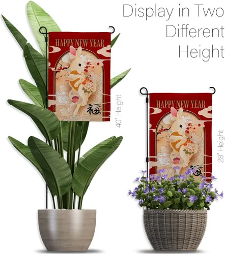Vista 73 de Breeze Decor Cartel de la fortuna de conejo para el hogar, arte de pared para habitación, patio, porche, césped, jardín, tapiz al aire libre