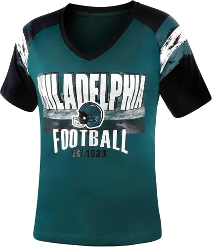 Vista 2 de Camisetas Raglan con Cuello en V para Fanáticas del Fútbol Americano Mujer