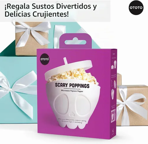 Vista 7 de OTOTO Nuevo Scary Poppings Palomitero para Microondas - Palomitero Gótico para Microondas, Palomitas de Silicona para Microondas, Cuencos Plegables