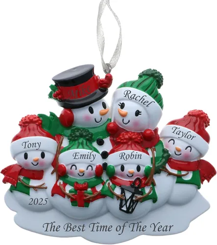 Vista 11 de Adorno de Navidad familiar 2025 – Adorno personalizado para familias – Adorno familiar de muñeco de nieve personalizado – Decoración de árbol
