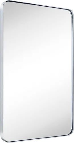 Vista 15 de GRACTO Espejo de baño con marco de metal de acero inoxidable de níquel cepillado de 20 x 30 pulgadas para montar en la pared, espejo rectangular