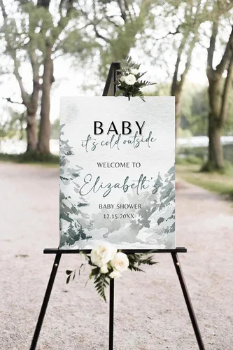 Vista 16 de Letrero de bienvenida personalizado para baby shower, Baby It's Cold Shower #8Tr