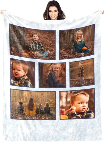 Vista 21 de Manta personalizada con fotos, manta personalizada con fotos para parejas, papá, mamá, niños, perros, amigos, cumpleaños, boda, Navidad, Año Nuevo