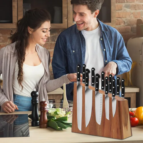 Vista 3 de Uniharpa Bloque magnético para cuchillos, soporte magnético de doble cara para encimera de cocina, almacenamiento de cuchillos magnético de madera