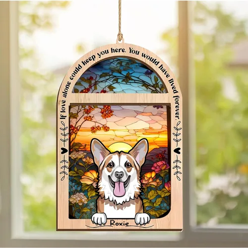 Vista 171 de LOVELYPOD Adorno de Navidad personalizado de sabueso afgano, atrapasoles con nombre, regalos de pérdida de mascotas, regalos para amantes