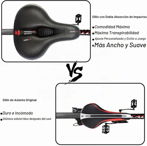 Vista 6 de TOPCABIN Asiento cómodo para bicicleta con doble bola de absorción de golpes, espuma viscoelástica gruesa, impermeable, universal, asiento ancho