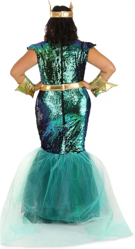Vista 9 de Disfraz de sirena para mujer con diseño de sirena marina, talla grande