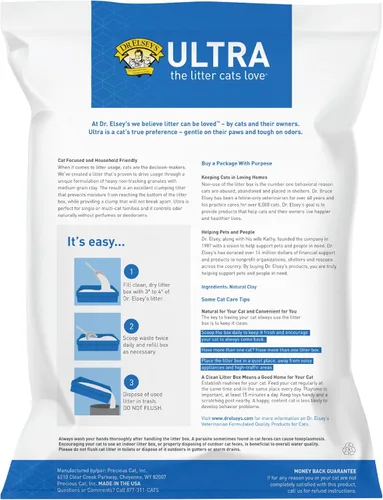 Vista 2 de Dr. Elsey's Ultra Arena aglutinante sin perfume para gatos de arcilla en saco de 18 libras