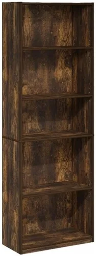 Vista 17 de Furinno GEHRY - Estantería para libros, 5 niveles, con estantes ajustables, 11.6 x 24.8 x 71.4 pulgadas, para oficina en casa, sala de estar, roble