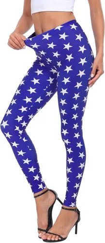 Vista 5 de HDE Leggings de entrenamiento con diseño de moda. Divertidos estampados impresos con gráficos de moda