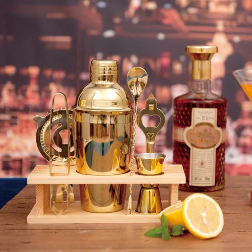 Vista 2 de JNWINOG Juego de coctelera de acero inoxidable, kit de bartending de 18.6 onzas, juego de cóctel de mezcla de bebidas, kit profesional de bar y bar