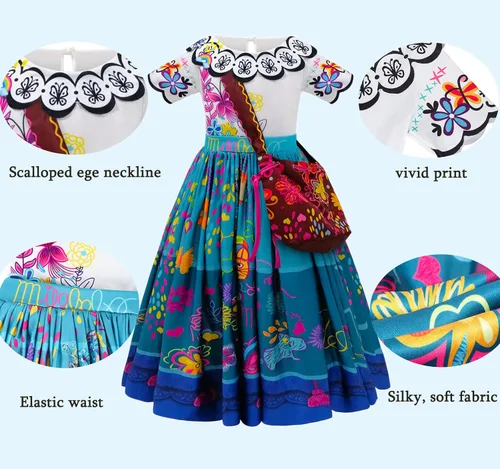 Vista 3 de Amarliben Girls Mirabel Dress Isabella Luisa Princess Costume Outfit Birthday Dresses Madrigal Magic Family Party Dress up
