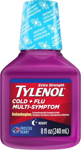 Vista 9 de Tylenol Extra Strength para tos severa + dolor de garganta durante el día, líquido de alivio del resfriado con múltiples síntomas, acetaminofeno