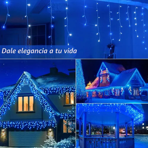 Vista 6 de Luces de carámbano de Navidad azules y blancas, 300 luces LED de 33 pies Azul+blanco
