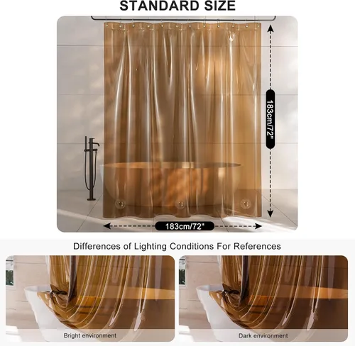 Vista 7 de AmazerBath Forro de cortina de ducha, 100% EVA, suave ámbar transparente, resistente, cortina de ducha y forro 2 en 1, 72 x 72 pulgadas, forro