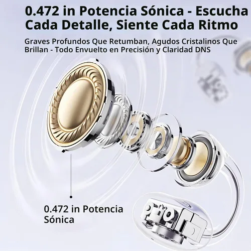 Vista 5 de M97 - Auriculares Inalámbricos con Clip Bluetooth 6.0, Auriculares de Oreja Abierta con Batería de 50H con Carga Rápida de 10 Min, Gancho