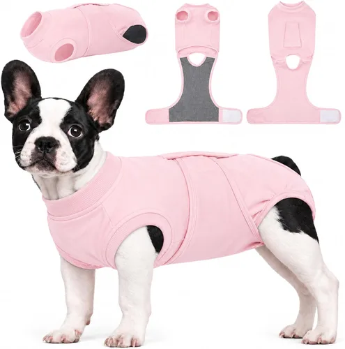 Vista 34 de Kuoser Traje de cirugía para perro, cómodo traje de recuperación para perras, mameluco protector posoperatorio, alternativa suave al cuello E