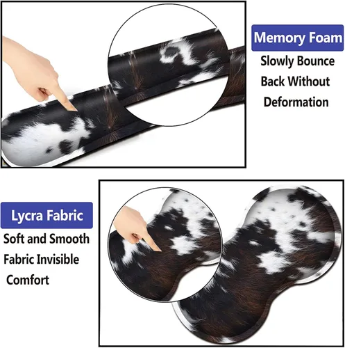 Vista 4 de Reposamuñecas para teclado y mouse con soporte acolchado de espuma viscoelástica, base antideslizante duradera para computadora, laptop, accesorios