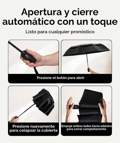 Vista 4 de Paraguas de viaje resistente al viento, compacto y resistente a vientos de hasta 100 MPH, paraguas plegable automático de alta calidad más fuerte