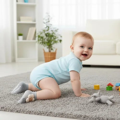 Vista 5 de Calcetines para niñas pequeñas, paquete de 4 tobillos, antideslizantes, con agarres, algodón suave, diseño de corte bajo, princesa infantil