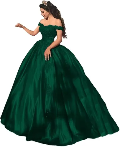 Vista 6 de Meicuhap Women's Off Shoulder lace Applique Prom Dress Satin Quinceanera Ball Gowns for Sweet 15 16