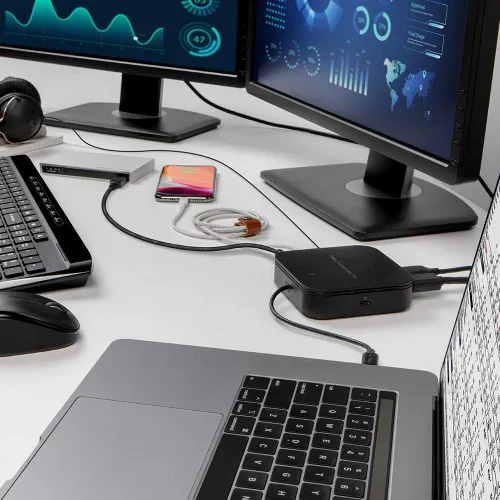 Vista 7 de Belkin Thunderbolt 3 Dock Core con cable Thunderbolt 3 - Hub USB C - Estación de acoplamiento 7 en 1 para Mac y Windows, carga ascendente de 60 W