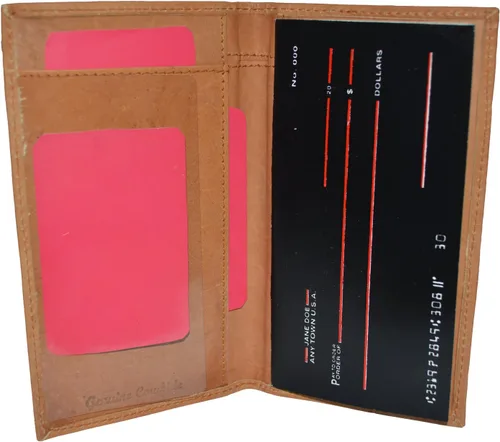 Vista 14 de Leatherboss - Funda de piel auténtica para chequera, Negro -, Cartera de viaje