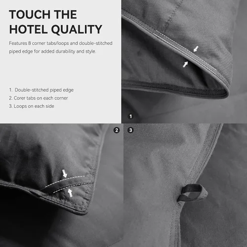 Vista 5 de Edredón de Plumón de Plumas de Ganso Gris Tamaño Twin, Relleno de Edredón Premium para Todas las Estaciones, Poder de Relleno de 750+ Tela de Mezcla