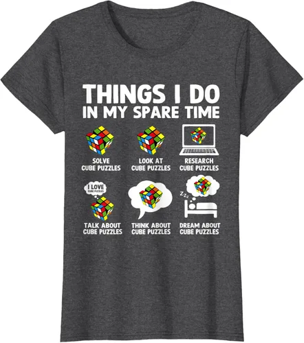 Vista 6 de Things I Do in My Spare Time Cube Puzzle Speed Cubing Camiseta