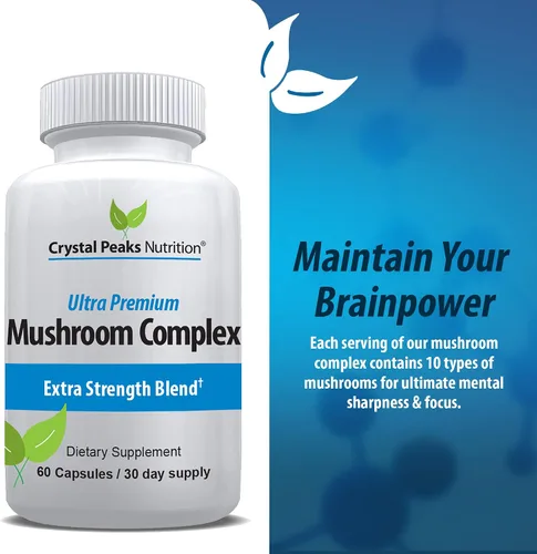 Vista 2 de Mushroom Superfood Master Blend Suplemento de cápsulas de hongos, 10 complejos de hongos y adaptógenos - Melena de león, chaga, cordyceps, extracto