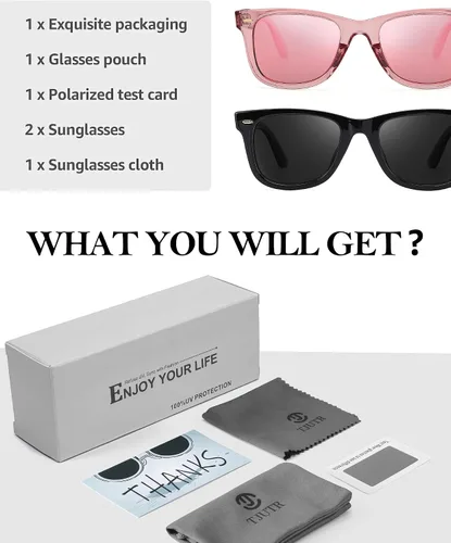 Vista 6 de TJUTR Gafas de sol de moda para mujeres y hombres polarizadas con protección UV400