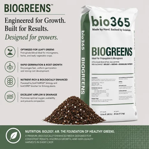 Vista 2 de BIOGREENS Microgreens Medios de cultivo, 1.5 pies cúbicos Microgreens ricos en nutrientes se mezclan con turba fina, coco, perlita, biocarbón