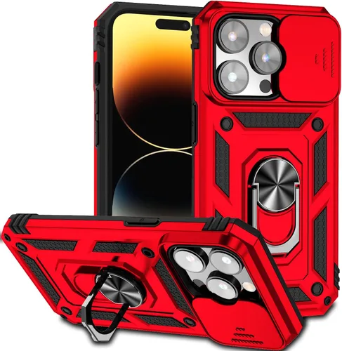 Vista 20 de Funda magnética compatible con iPhone 14 Pro de 6.1 pulgadas, funda magnética para iPhone 14 Pro con cubierta de cámara y soporte de grado militar