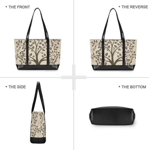 Vista 5 de Elegant Tree Foliage Large Capacity laptop bag for women with zipper bags for women tote professional for Travel Essentials Beach Gifts Birthday