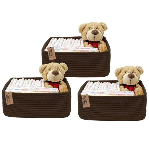 Vista 59 de COMFY-HOMI Cestas de almacenamiento de 11.5 x 7.5 x 4.7 pulgadas para organizar, cesta tejida de cuerda de algodón, caja de almacenamiento de marrón