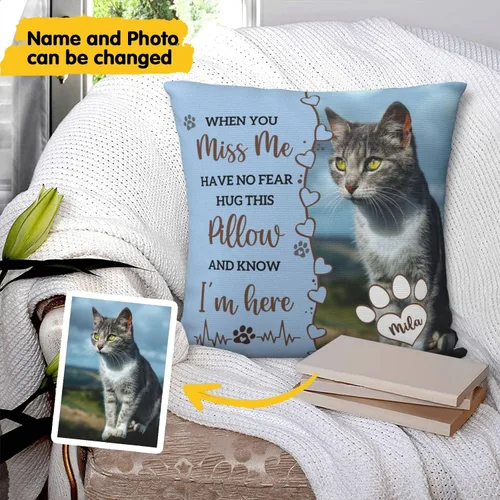 Vista 3 de Almohada Decorativa Conmemorativa Personalizada para Mascotas con Foto, Regalo de Condolencias por Pérdida de Perro/Gato, Regalos de Recuerdo