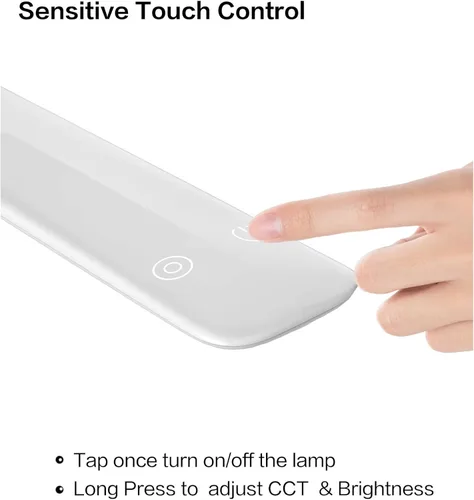 Vista 5 de Lámpara de escritorio LED con abrazadera, lámparas de cuello de cisne de 10 W, control táctil, lámpara de abrazadera de brazo oscilante, lámpara