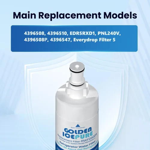 Vista 3 de GOLDEN ICEPURE 4396508 Filtro de agua para refrigerador, repuesto para filtro EveryDrop 5, 4396510, EDR5RXD1, Whirlpool 4396508, 4396510, 4392857