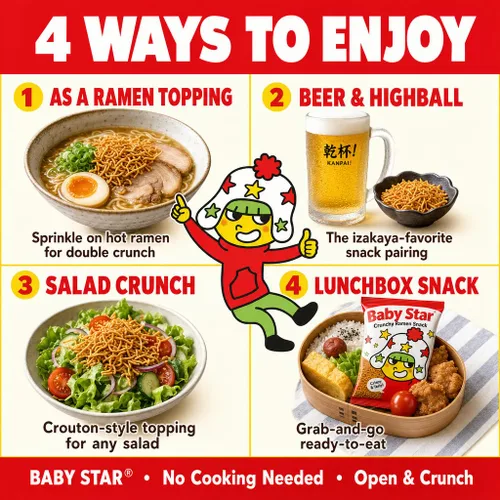 Vista 6 de Baby Star Bocadillo crujiente de ramen pequeño (chile rojo)