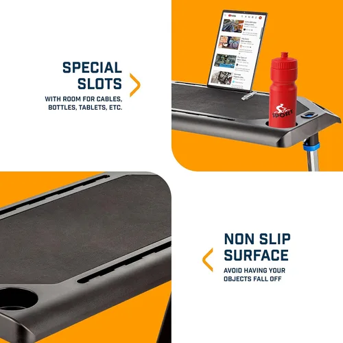 Vista 9 de Alpcour Soporte magnético para bicicleta para montar en interiores, con escritorio portátil de entrenamiento de bicicleta multitarea