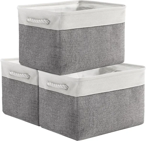 Vista 93 de TheWarmHome Contenedores de almacenamiento para estantes, tamaño mediano, 3 unidades, 13.8 pulgadas de largo x 9.8 pulgadas de ancho x 6.7 pulgadas